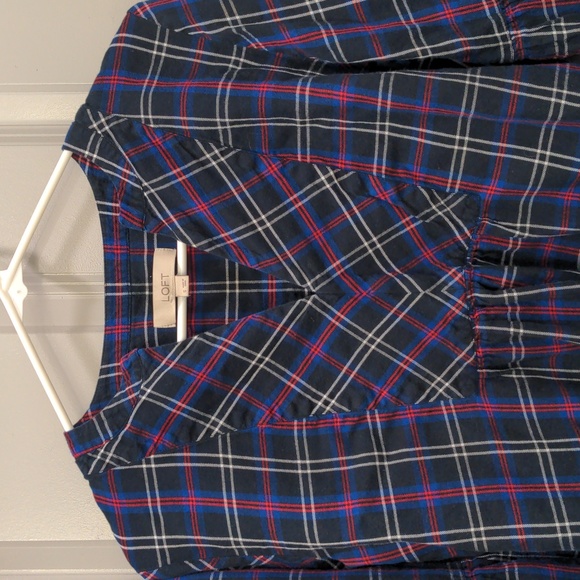 Loft Plaid Flannel Tunic Blouse - Picture 5 of 7